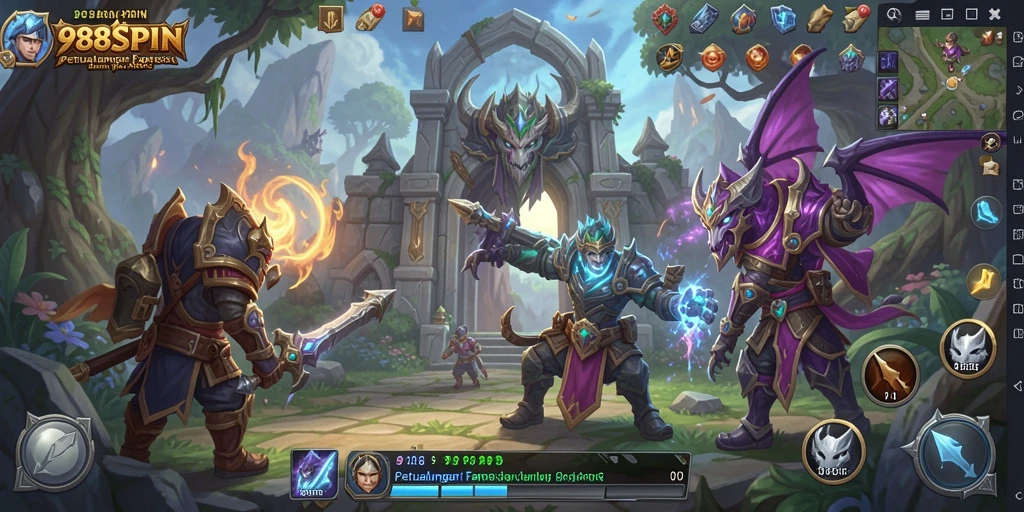 Tampilan aksi menegangkan dalam gameplay ARPG 988SPIN.