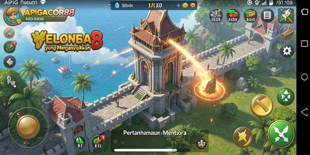 Tampilan gameplay seru dari APIGACOR88 saat melawan gelombang musuh.
