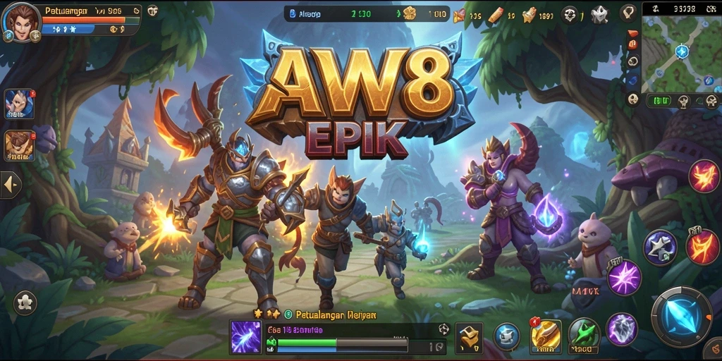 Tampilan gameplay AW8 yang epik dalam dunia MMORPG.