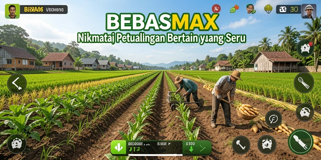 Tampilan gameplay BEBASMAX menunjukkan aktivitas pertanian yang seru dan menantang.