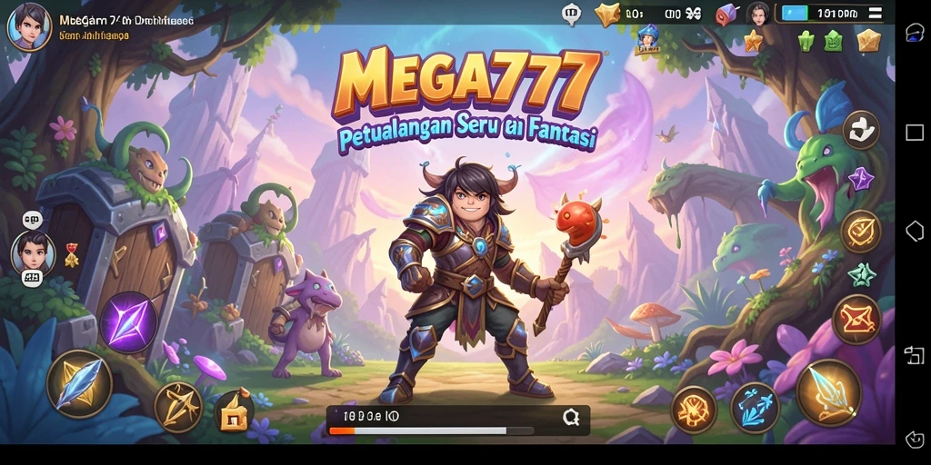 Tampilan seru gameplay MEGA777 saat menjelajahi dunia petualangan.