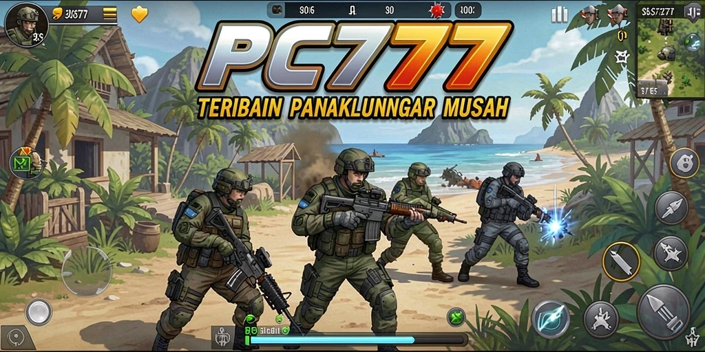 Tampilan screenshot utama PC777 menampilkan aksi strategi yang menegangkan dan pertarungan yang mendebarkan.
