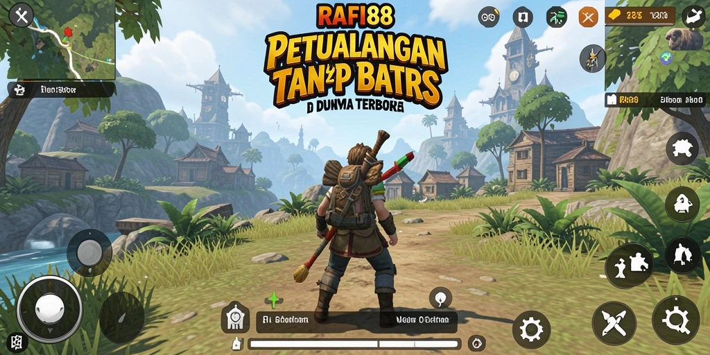 Tangkapan layar dari gameplay petualangan di dunia terbuka RAFI88.