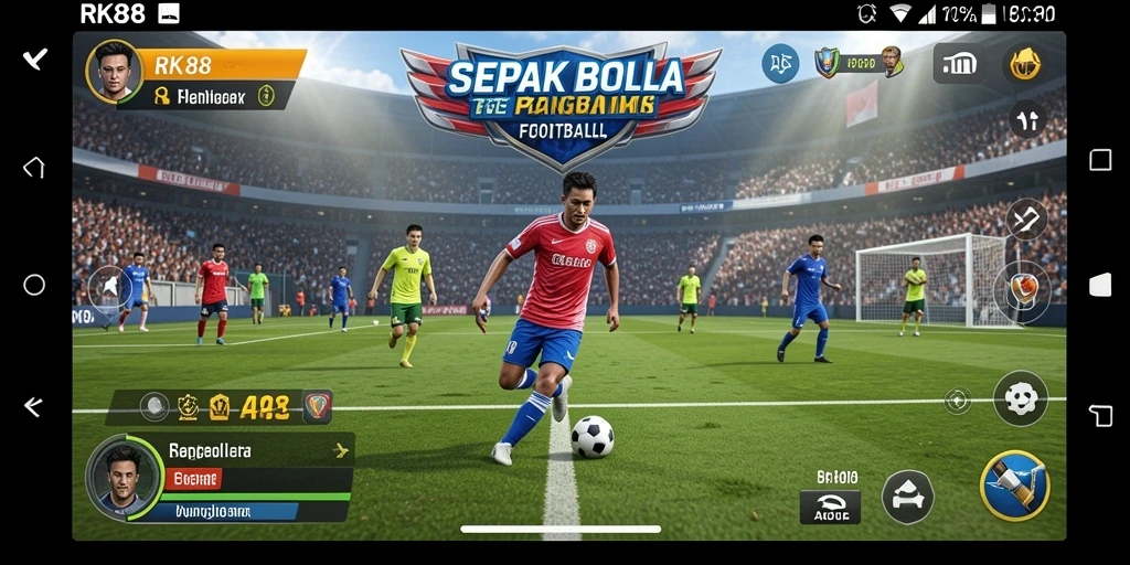 Tangkapan layar RK88 menampilkan aksi seru di lapangan sepak bola.