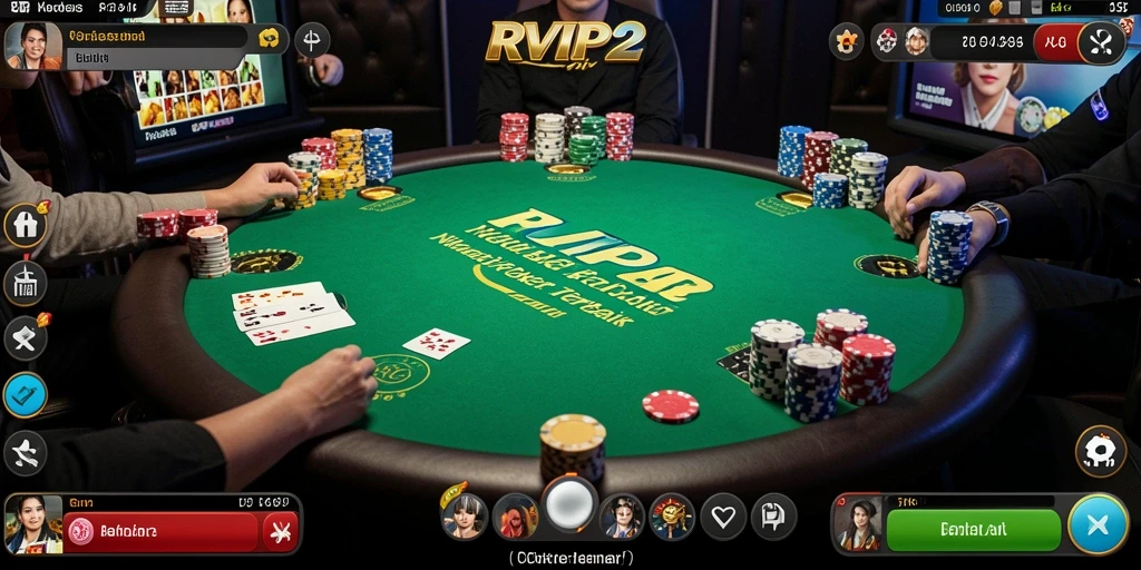 Tampilan menarik dari gameplay poker RVIP2 yang mendebarkan.